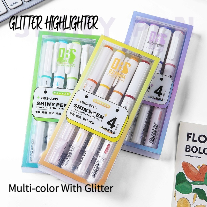 4 Colors/Set Glitter Highlight - Highlighter Set Pastel review and price