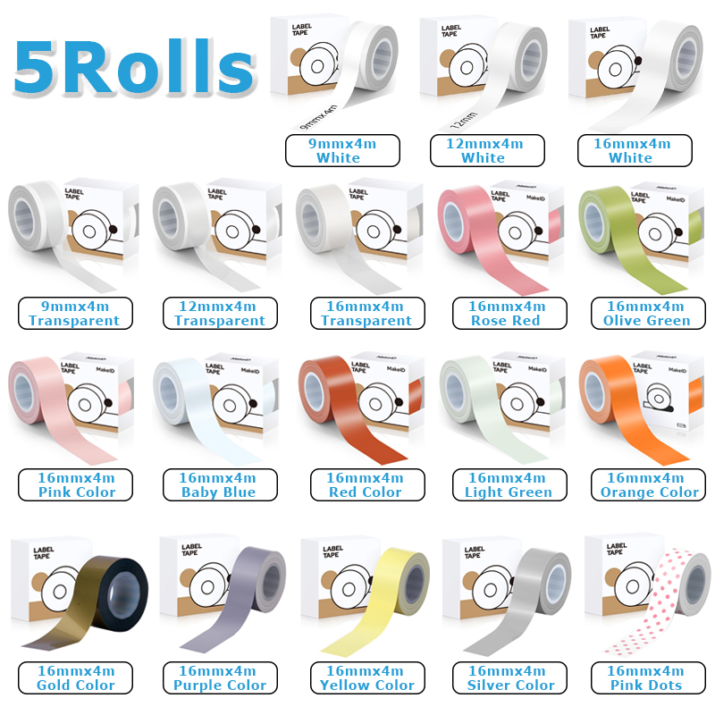 5Rolls 9mm 12mm 16mm (4meters/ - Label Printer Tape review and price