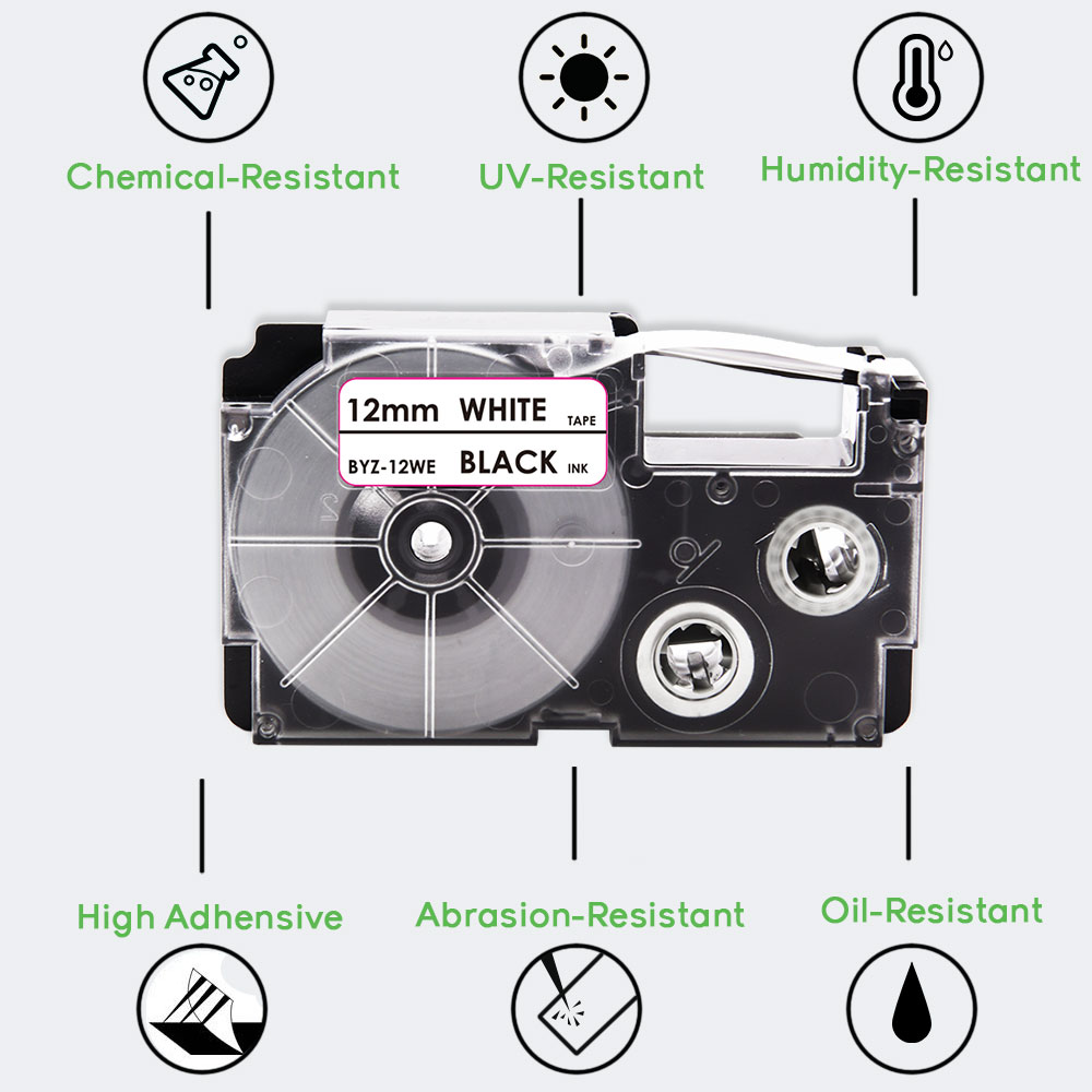 2/5Pcs XR12WE XR9WE Black on W - Label Printer Tape review and price